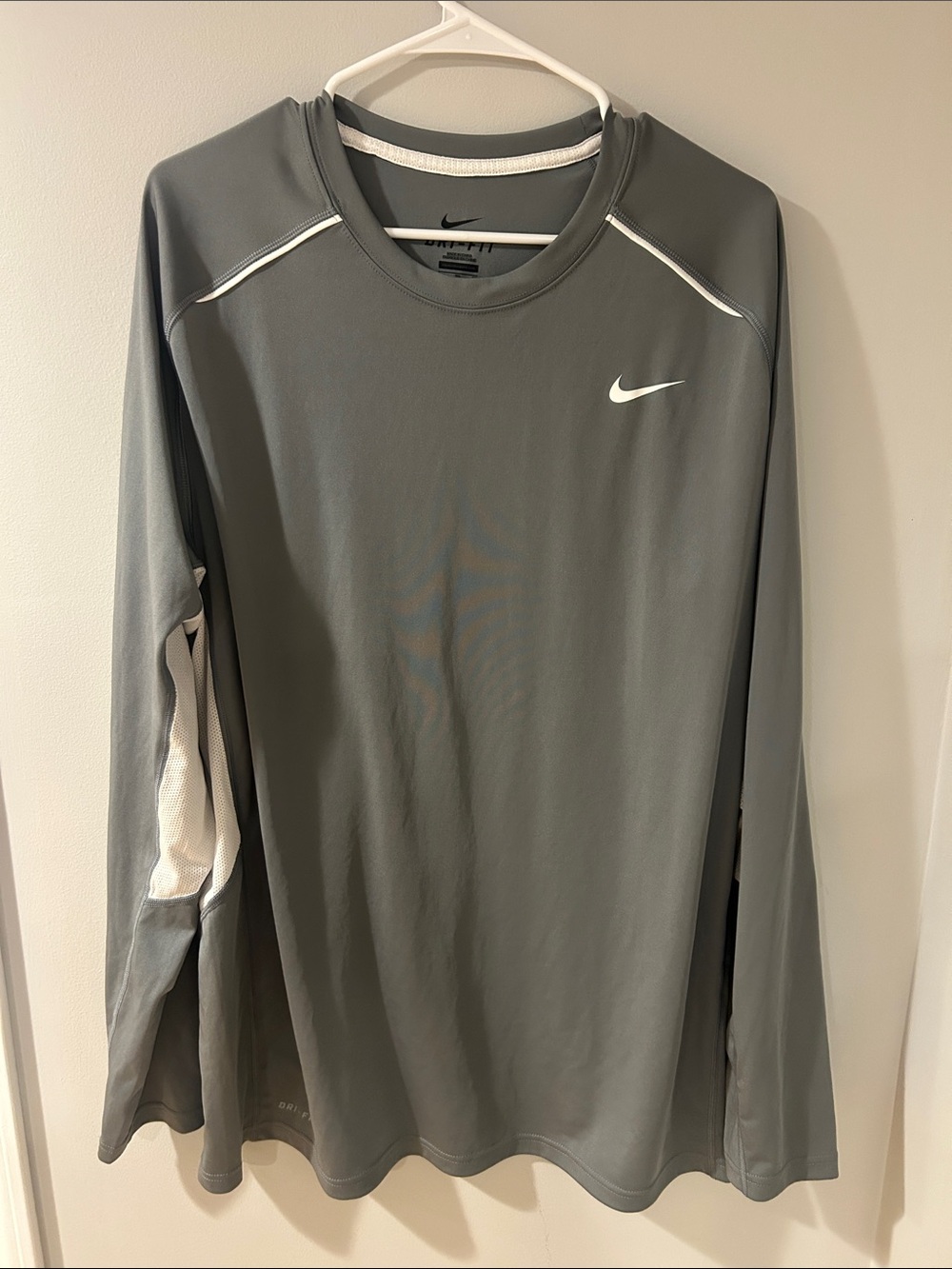 Nike Men’s Long Sleeve Dri-FIT Shirt - Gray with White Accents